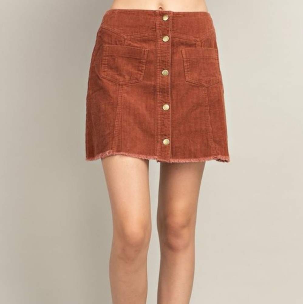 Corduroy Button Down Skirt